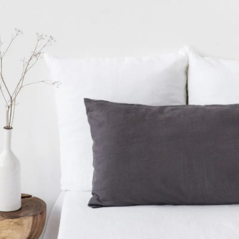 Nordic Linen Double Pillowcase White Solid Color - Image 2
