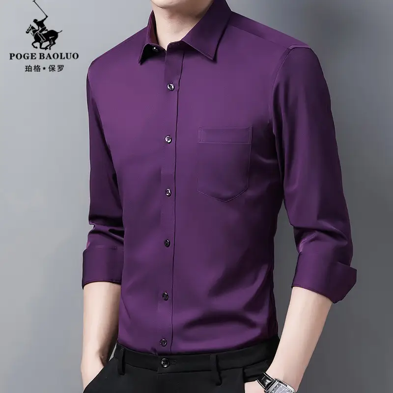 Korean Style Slim Fit Business Men Shirt Blue - Image 11