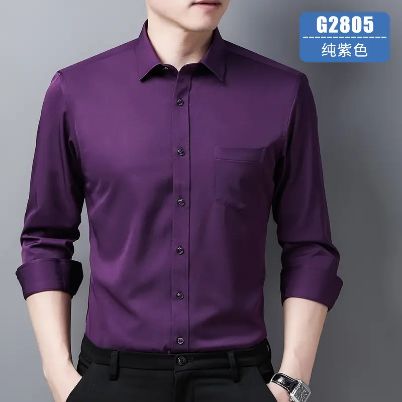 Korean Style Slim Fit Business Men Shirt Blue - Image 4