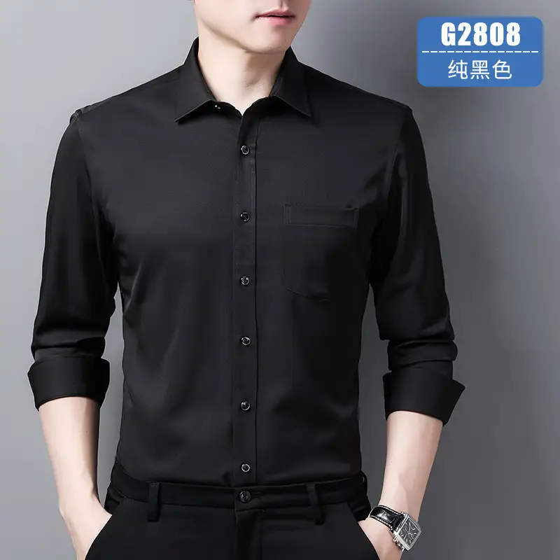 Korean Style Slim Fit Business Men Shirt Blue - Image 7
