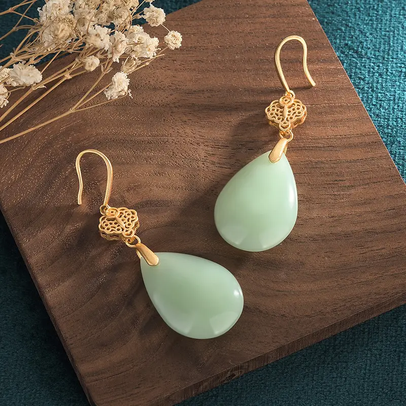 2021 New Arrival Antique Jade Tassel Earrings - Image 3