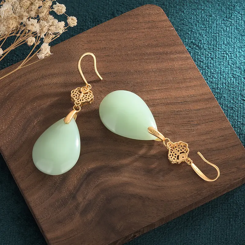 2021 New Arrival Antique Jade Tassel Earrings - Image 4