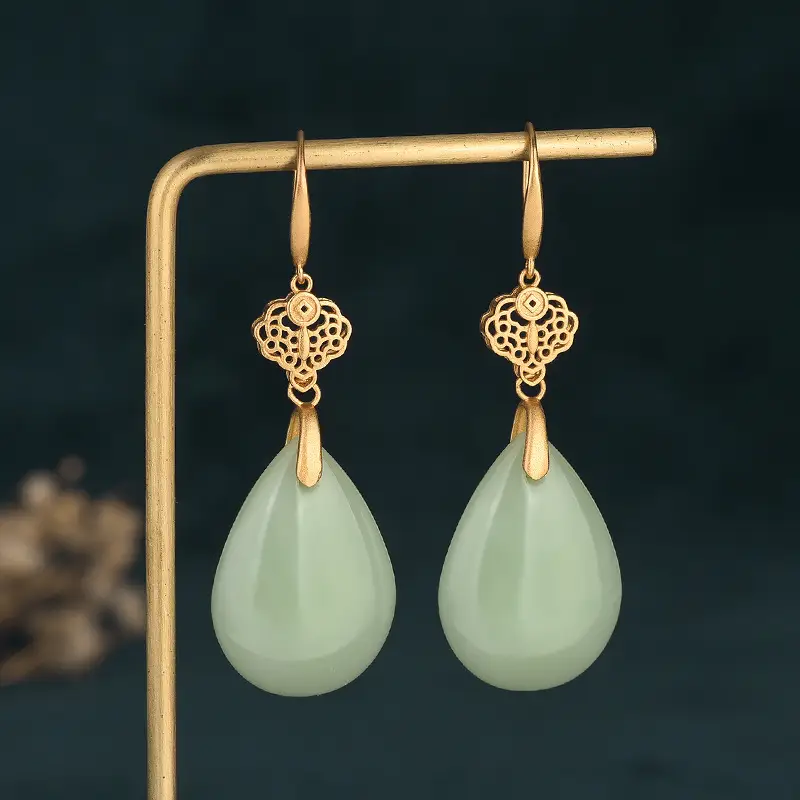 2021 New Arrival Antique Jade Tassel Earrings - Image 5