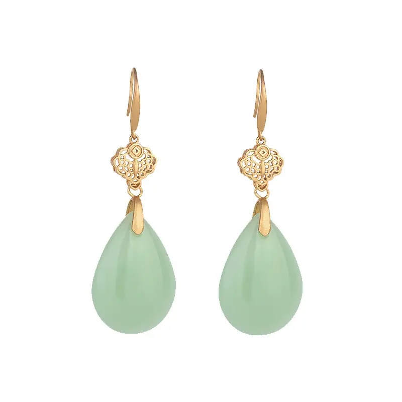 2021 New Arrival Antique Jade Tassel Earrings - Image 6
