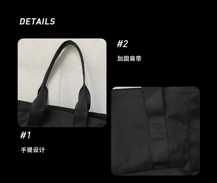 Men's Black Satchel Shoulder Bag Large Capacity Oxford Fabric — feature 45