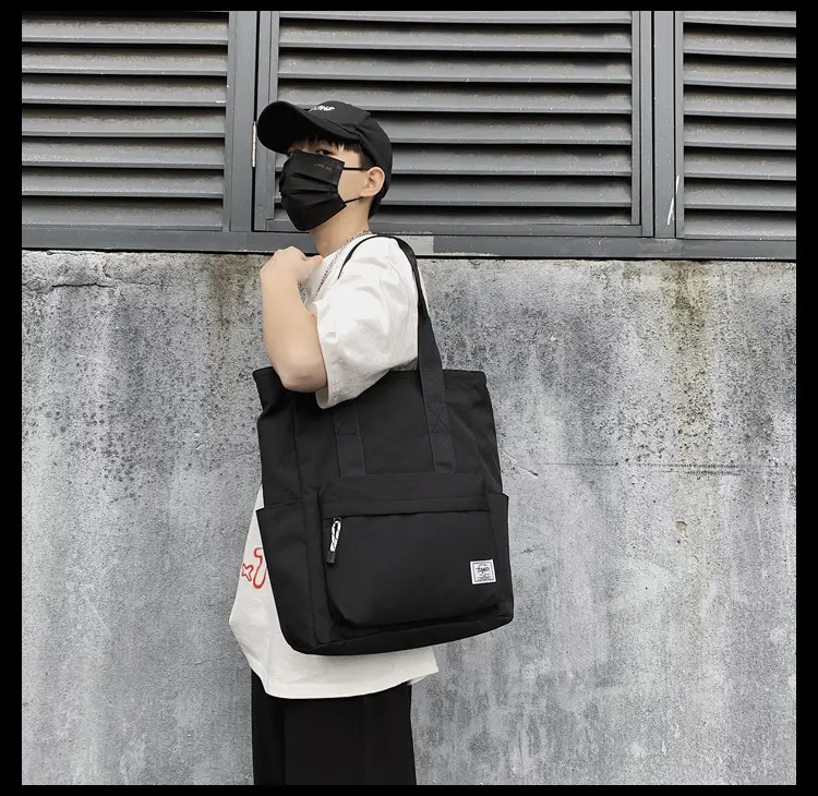 Men's Black Satchel Shoulder Bag Large Capacity Oxford Fabric — feature 7