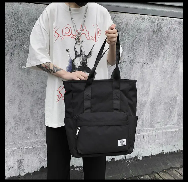 Men's Black Satchel Shoulder Bag Large Capacity Oxford Fabric — feature 8