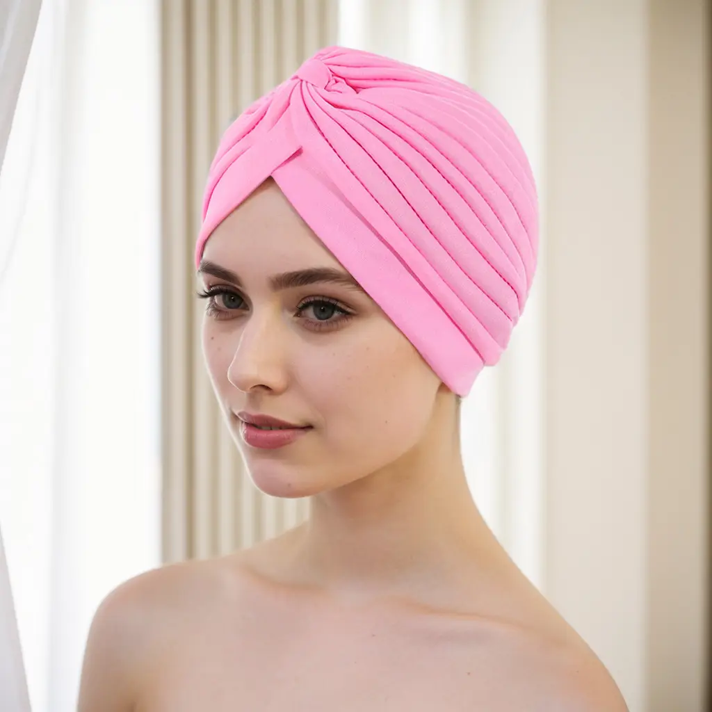 Muslim Muslim Turban Hat Pink Pleated European American
