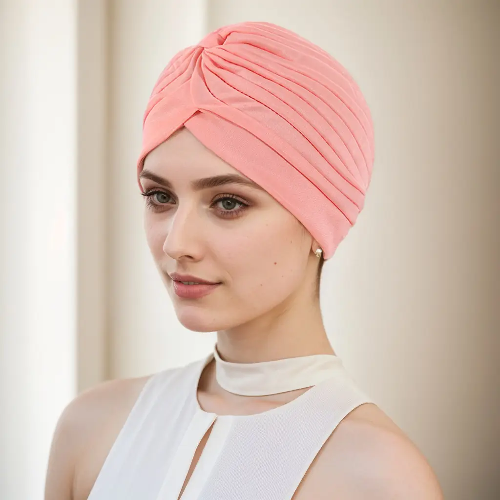 Muslim Muslim Turban Hat Pink Pleated European American