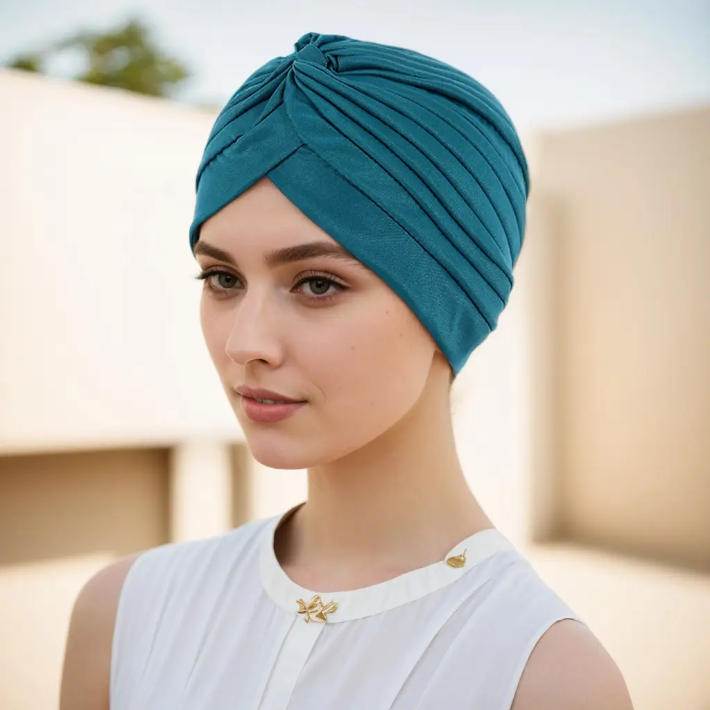 Muslim Muslim Turban Hat Pink Pleated European American