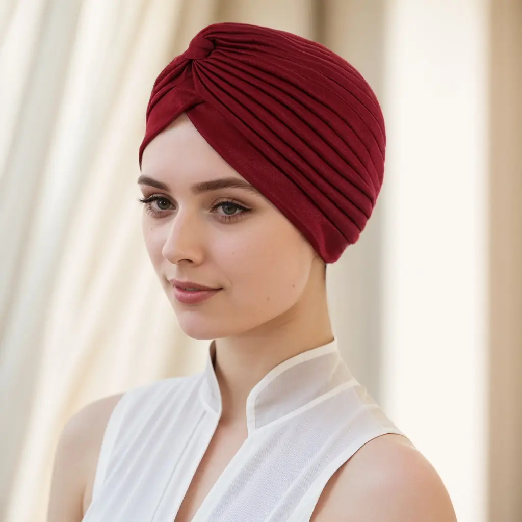 Muslim Muslim Turban Hat Pink Pleated European American
