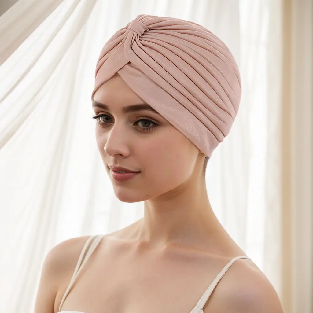Muslim Muslim Turban Hat Pink Pleated European American