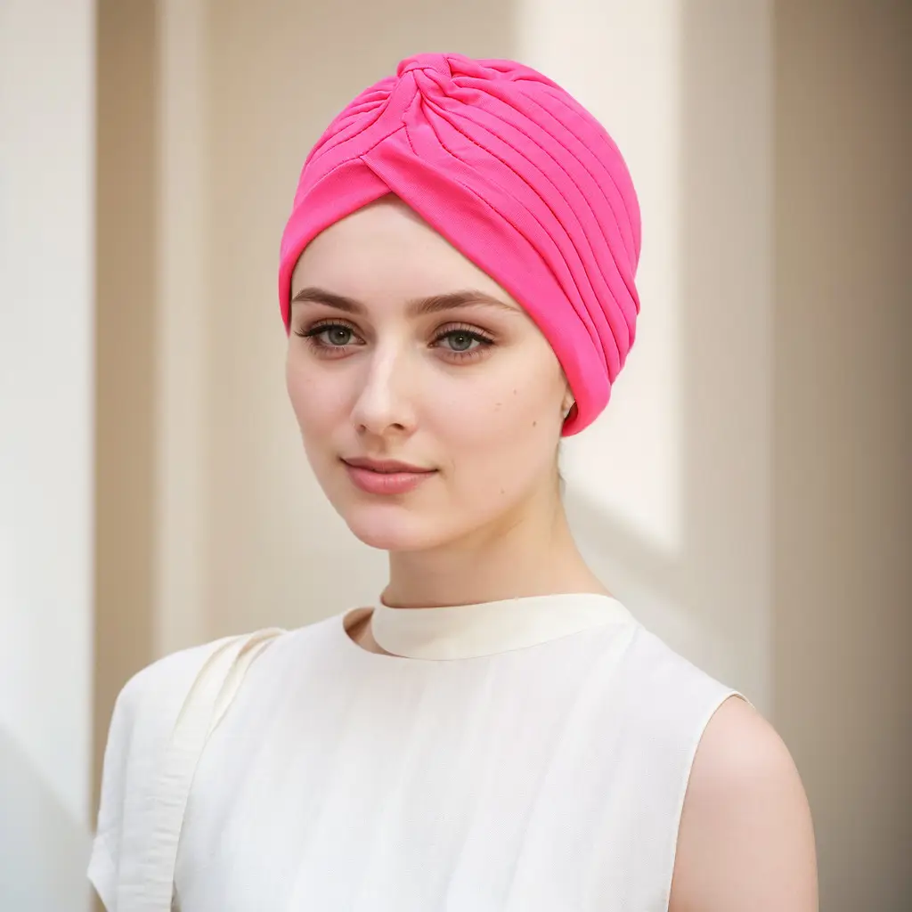 Muslim Muslim Turban Hat Pink Pleated European American