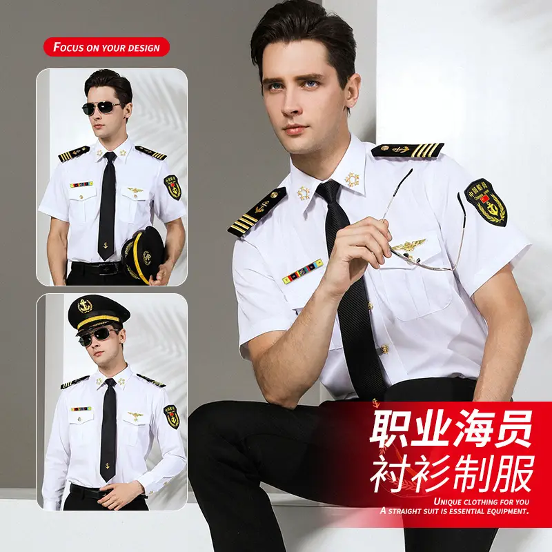 Men's Crew Captain Uniform Shirt with Sea Breeze Patch - Image 3