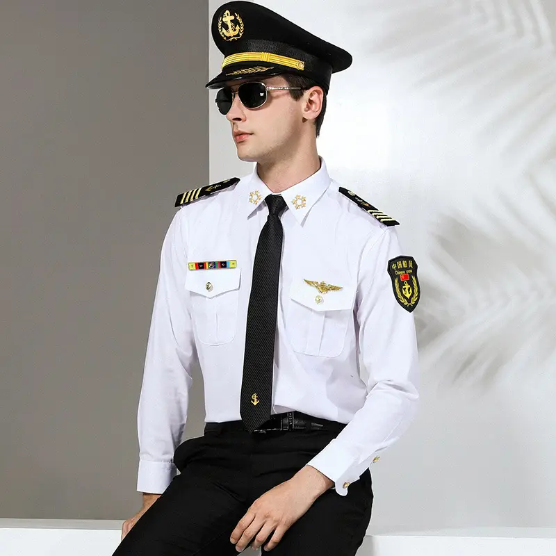 Men's Crew Captain Uniform Shirt with Sea Breeze Patch - Image 5