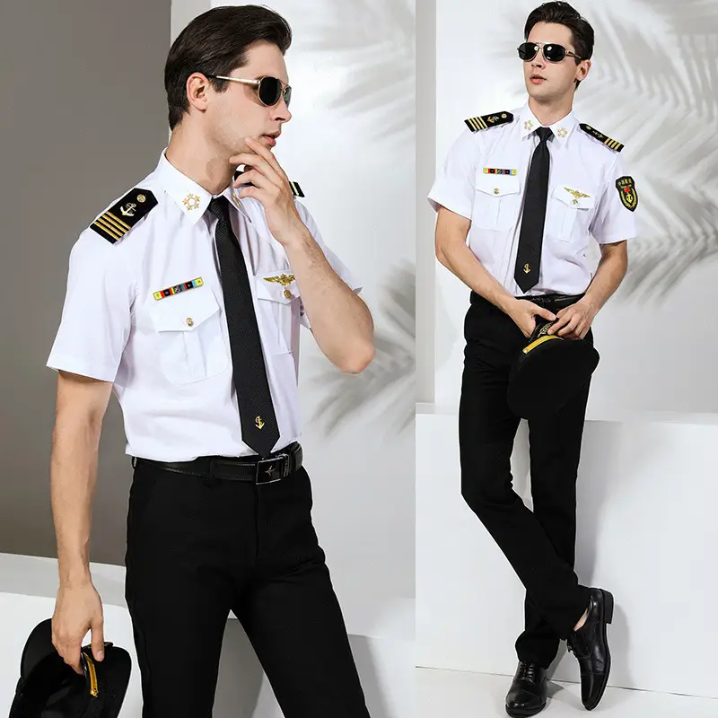 Men's Crew Captain Uniform Shirt with Sea Breeze Patch - Image 6