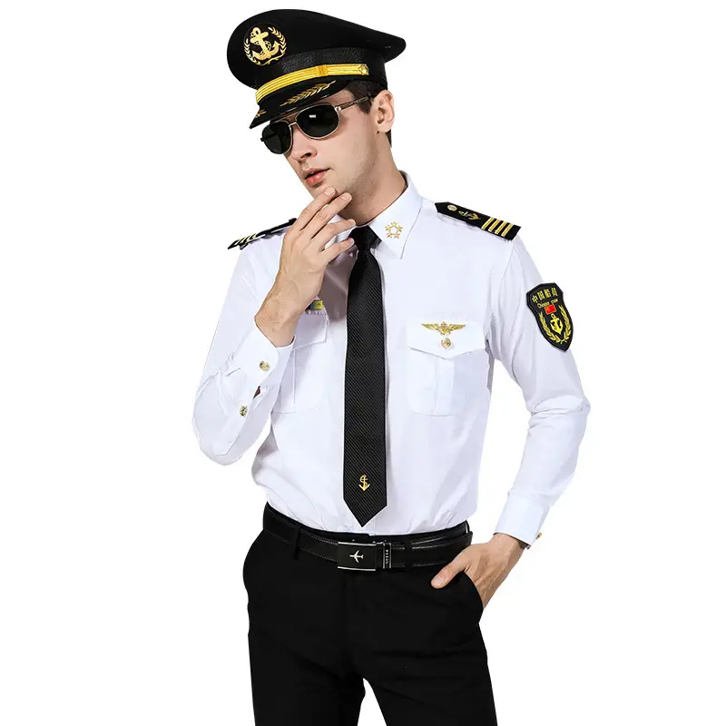 Men's Crew Captain Uniform Shirt with Sea Breeze Patch - Image 7