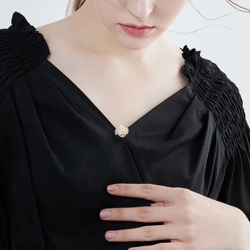Japanese Style Hollow Out Zircon Pearl Brooch Accessory
