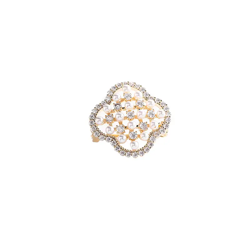 Japanese Style Hollow Out Zircon Pearl Brooch Accessory