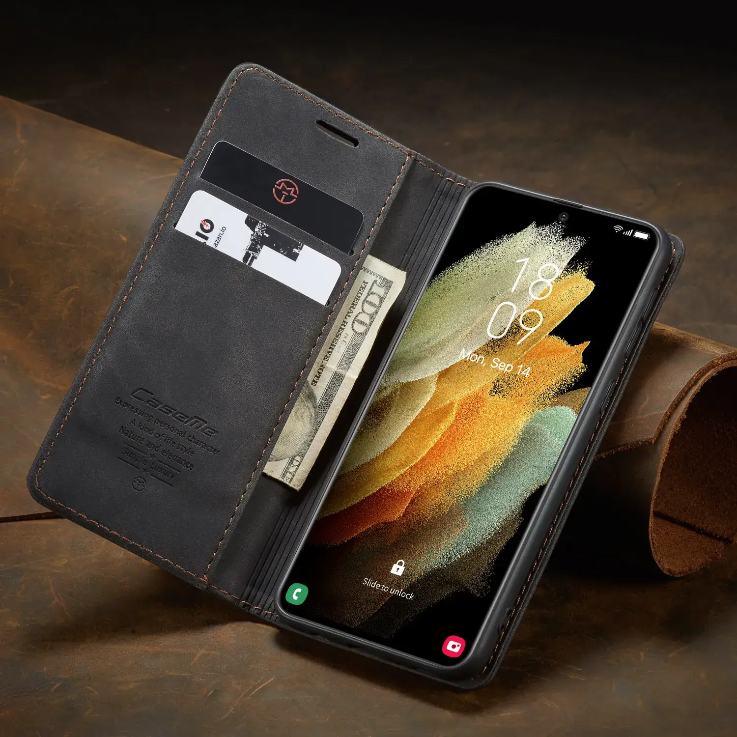 Samsung S21 Leather Anti-Drop Flip Cover Case