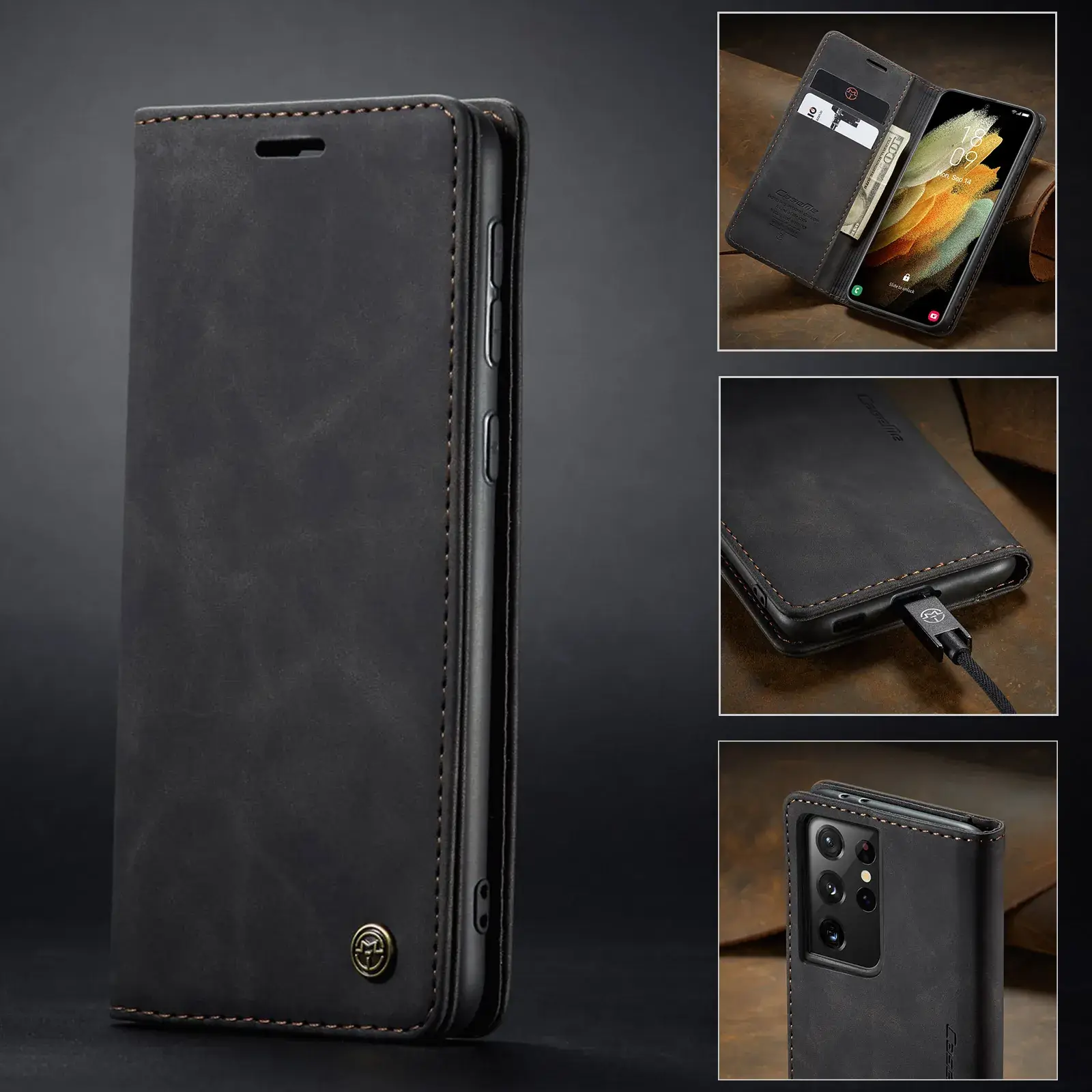 Samsung S21 Leather Anti-Drop Flip Cover Case