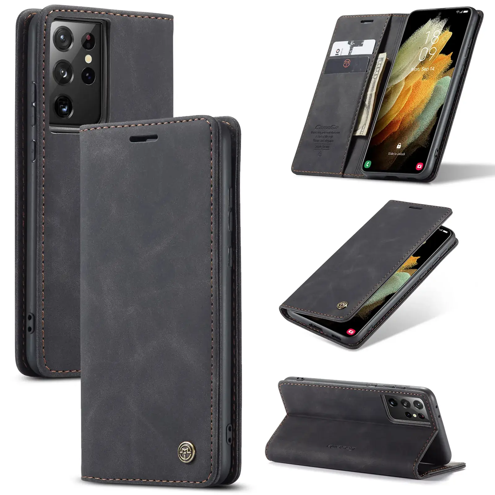 Samsung S21 Leather Anti-Drop Flip Cover Case