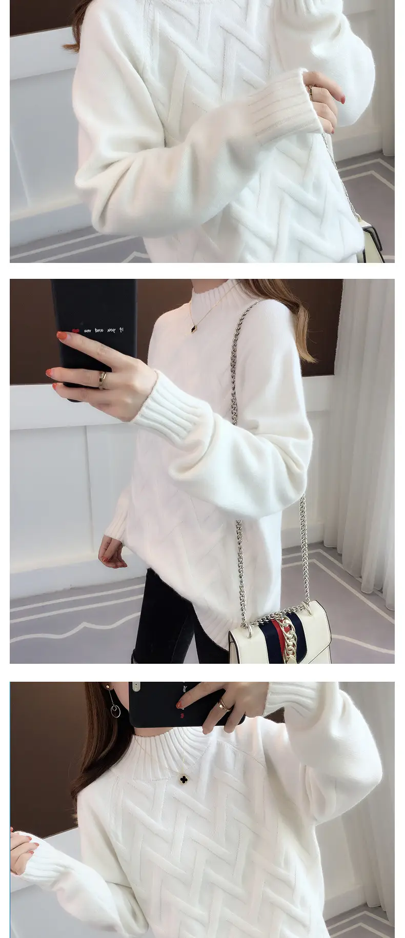 Women's Black Lazy Style Sweater 2025 Winter Casual — feature 10