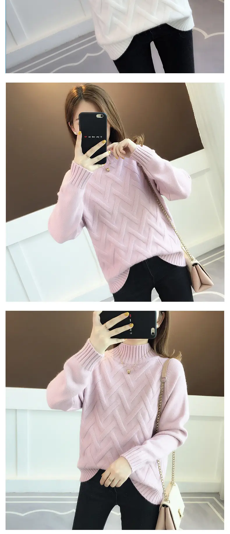 Women's Black Lazy Style Sweater 2025 Winter Casual — feature 13