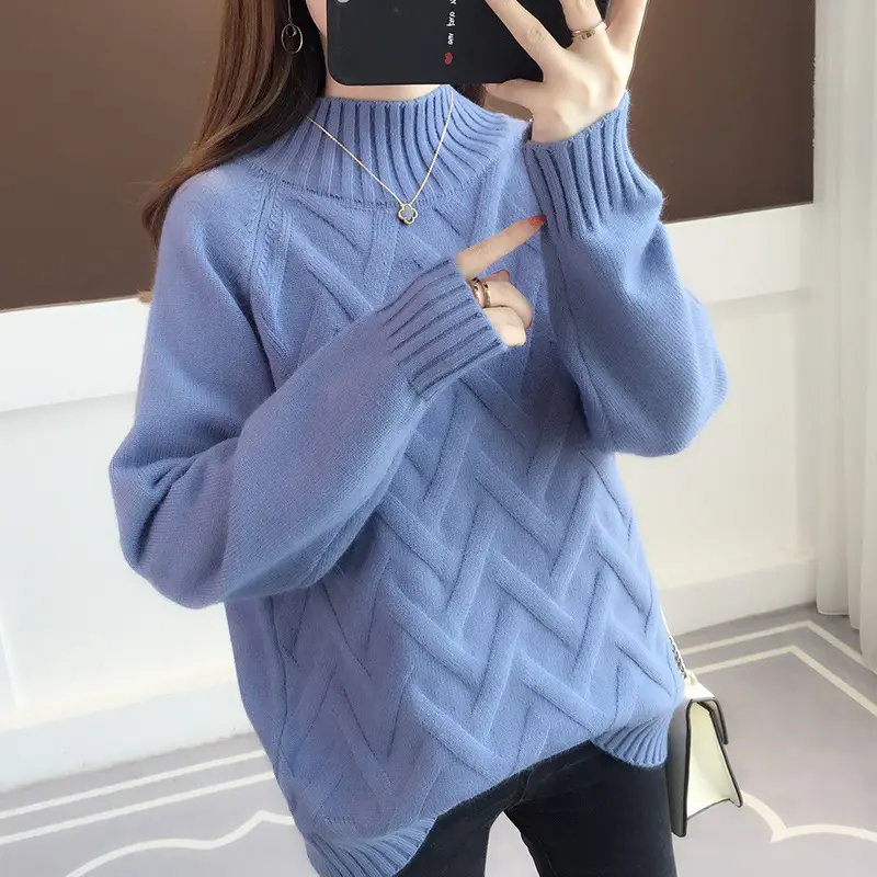 Women's Black Lazy Style Sweater 2025 Winter Casual — feature 7