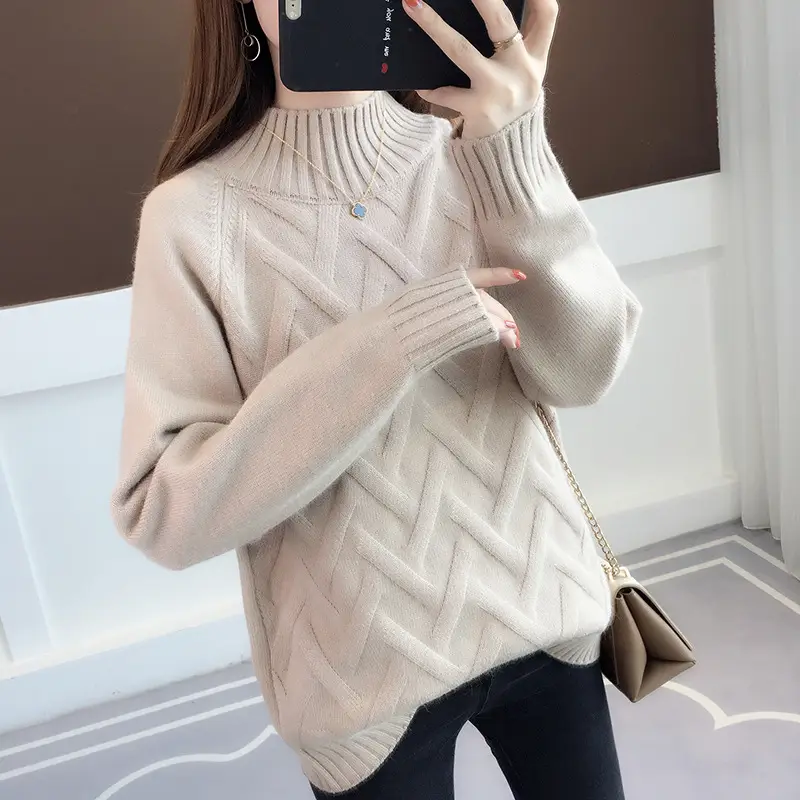 Women's Black Lazy Style Sweater 2025 Winter Casual — feature 8