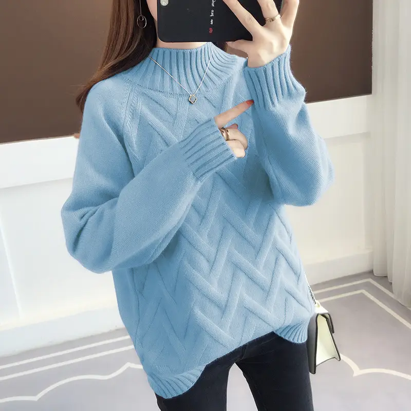 Women's Black Lazy Style Sweater 2025 Winter Casual — feature 9