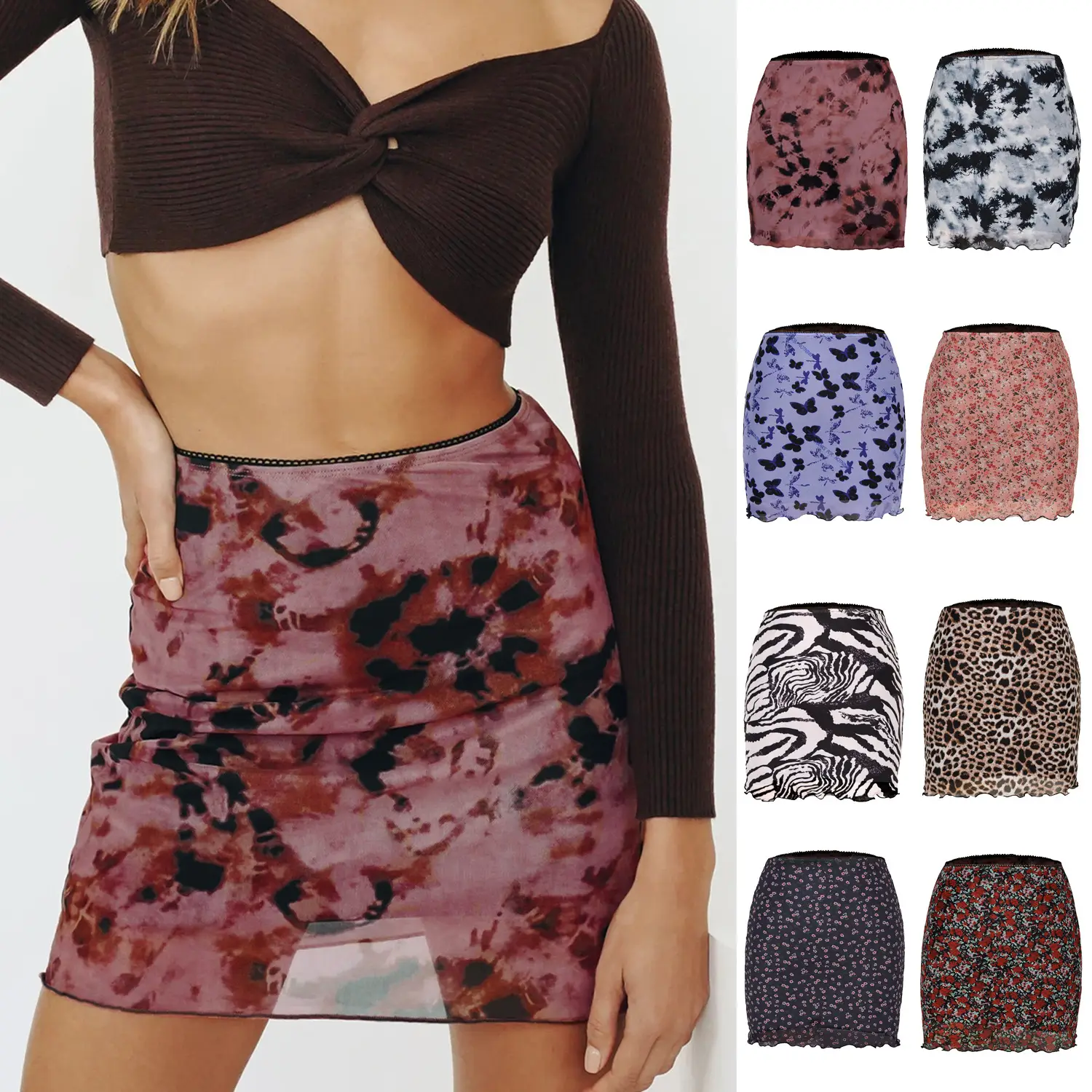 2023 Printed Mesh Skirt High Waist Slim Fit Women - Image 17