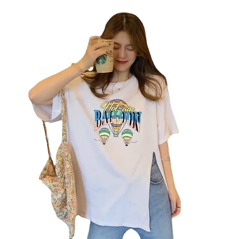 Women White Cartoon Print Short Sleeve T-Shirt 2025 - Image 7