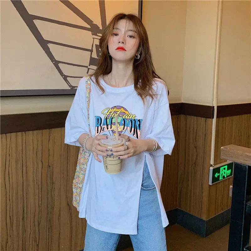 Women White Cartoon Print Short Sleeve T-Shirt 2025 — feature 16
