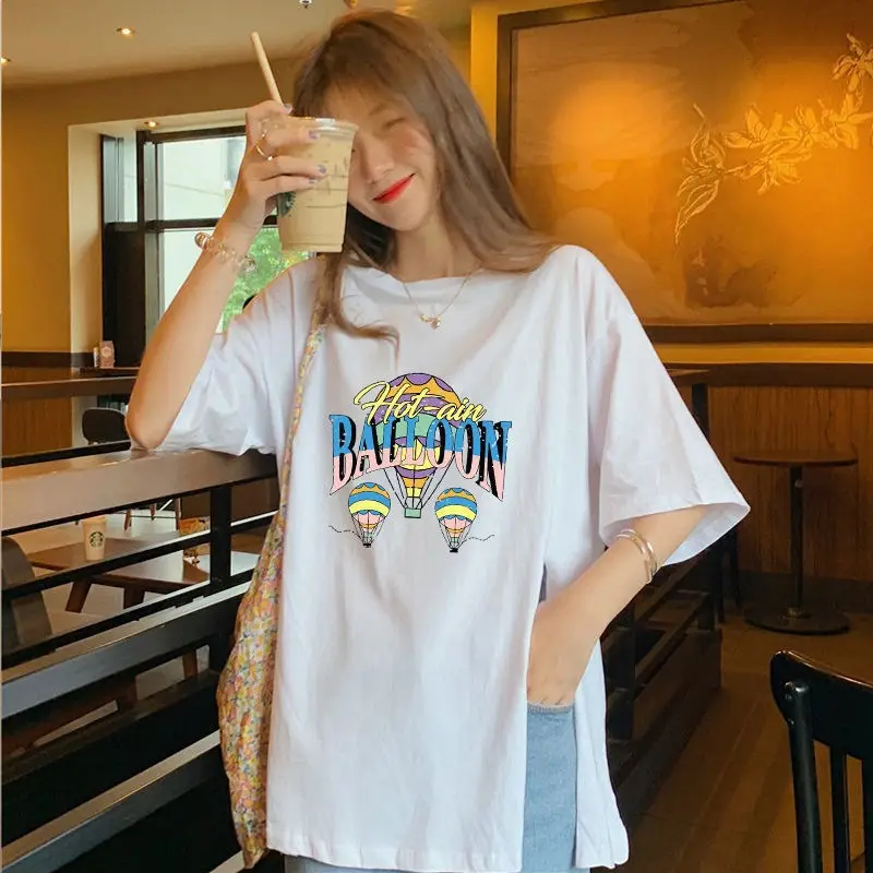 Women White Cartoon Print Short Sleeve T-Shirt 2025 — feature 17