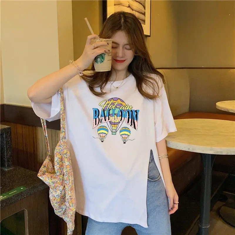 Women White Cartoon Print Short Sleeve T-Shirt 2025 — feature 18