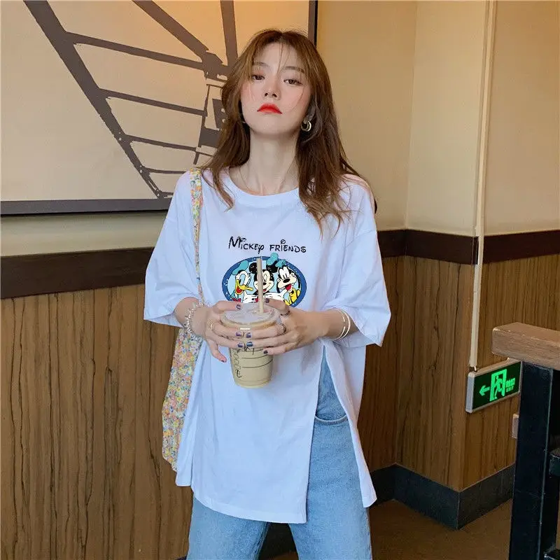 Women White Cartoon Print Short Sleeve T-Shirt 2025 — feature 20