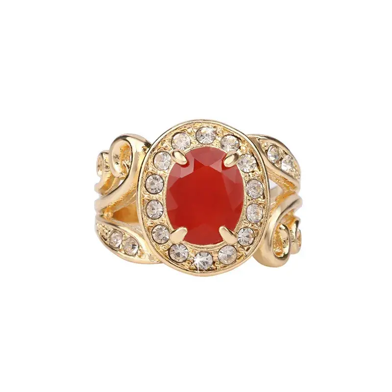 French Palace Gemstone Ring Gold Plated with Diamond Set