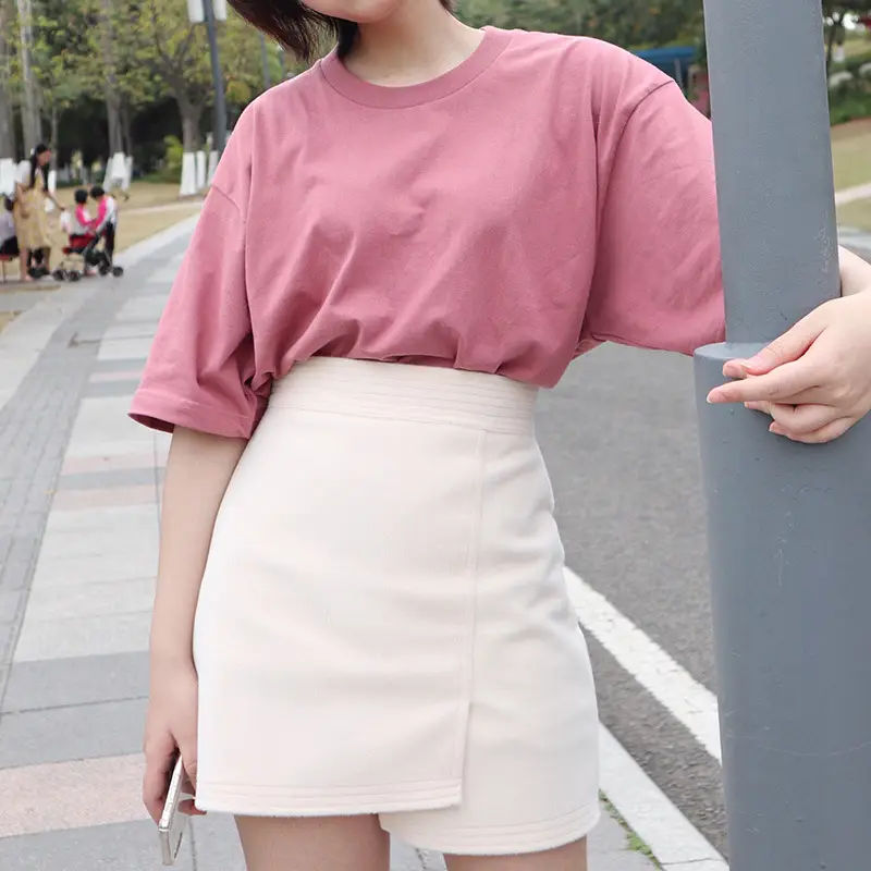Men Women 250g Cotton T-Shirt Brown Round Neck - Image 10