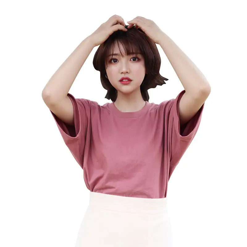 Men Women 250g Cotton T-Shirt Brown Round Neck - Image 15