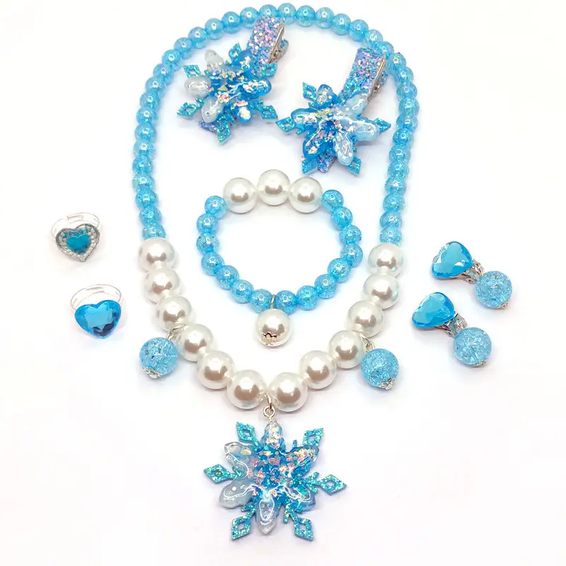 Purple Frozen Snowflake Pearl Necklace Set for Girls - Image 20