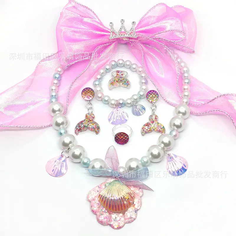 Purple Frozen Snowflake Pearl Necklace Set for Girls - Image 10
