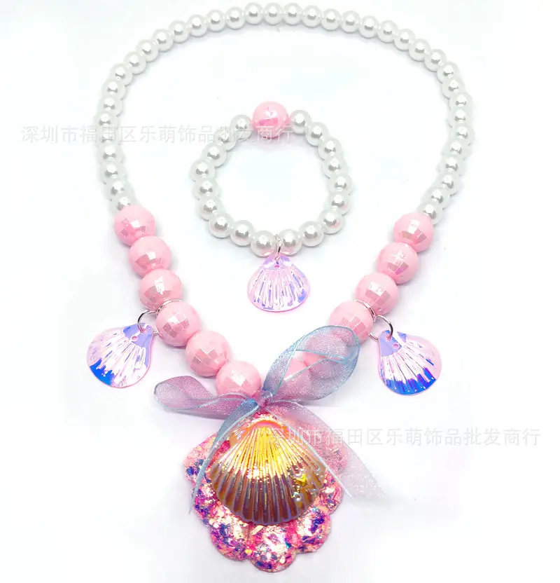 Purple Frozen Snowflake Pearl Necklace Set for Girls - Image 12