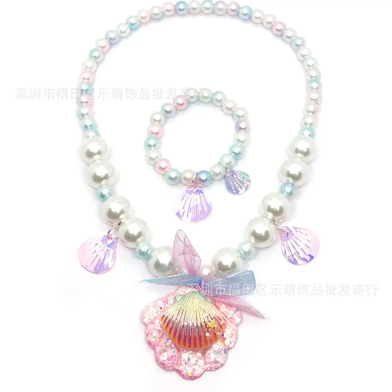 Purple Frozen Snowflake Pearl Necklace Set for Girls - Image 14