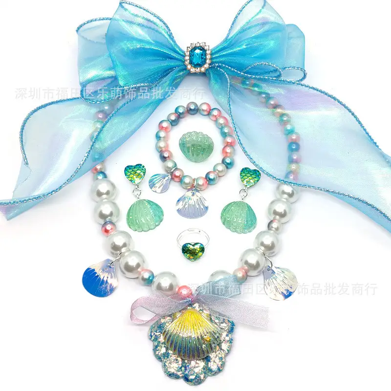 Purple Frozen Snowflake Pearl Necklace Set for Girls - Image 8