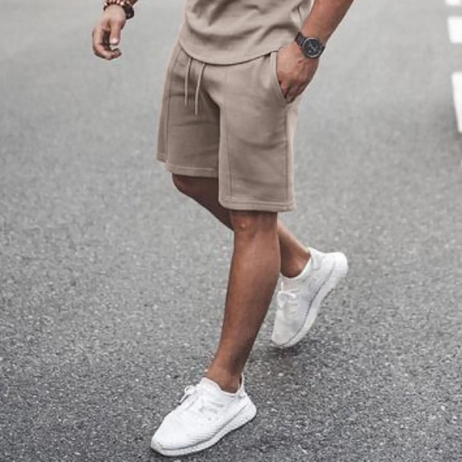 Men Red Short Sleeve Sports Shorts Suit Summer — feature 19