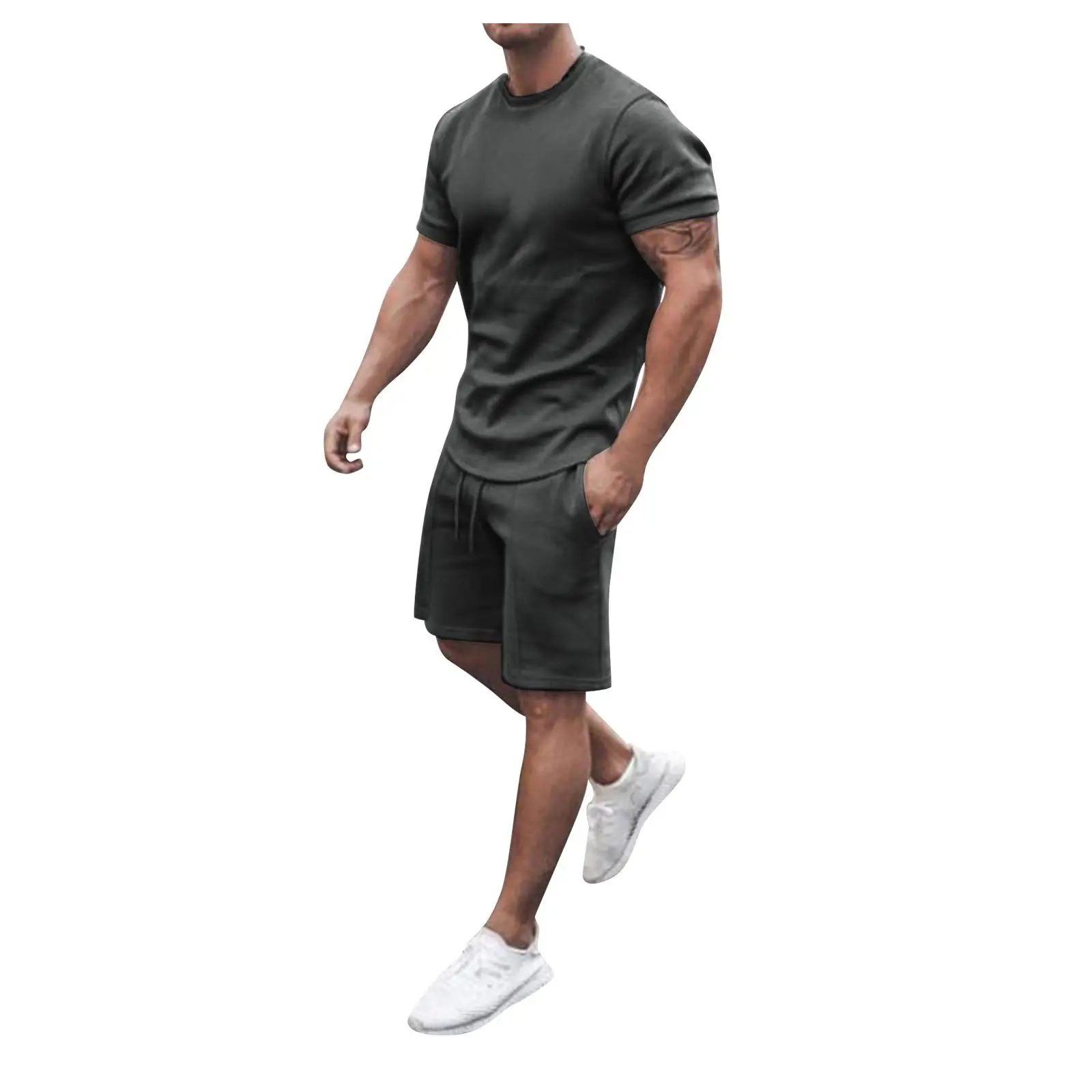 Men Red Short Sleeve Sports Shorts Suit Summer — feature 26