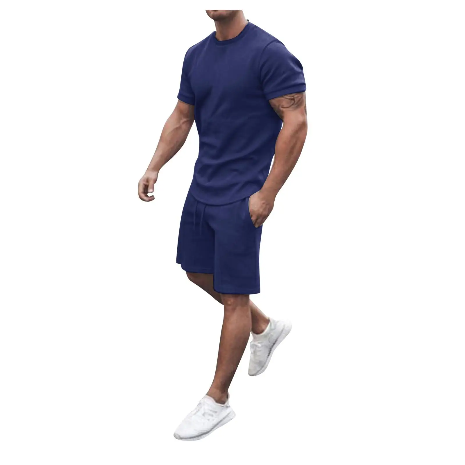 Men Red Short Sleeve Sports Shorts Suit Summer — feature 27
