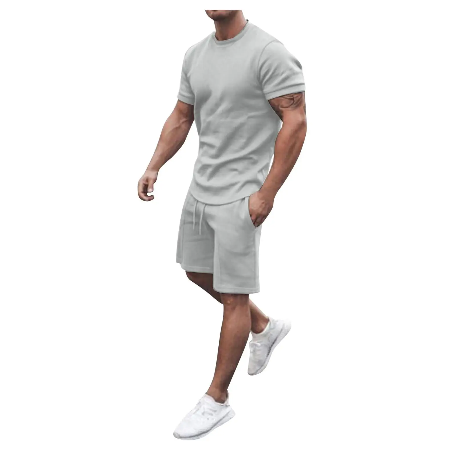 Men Red Short Sleeve Sports Shorts Suit Summer — feature 28