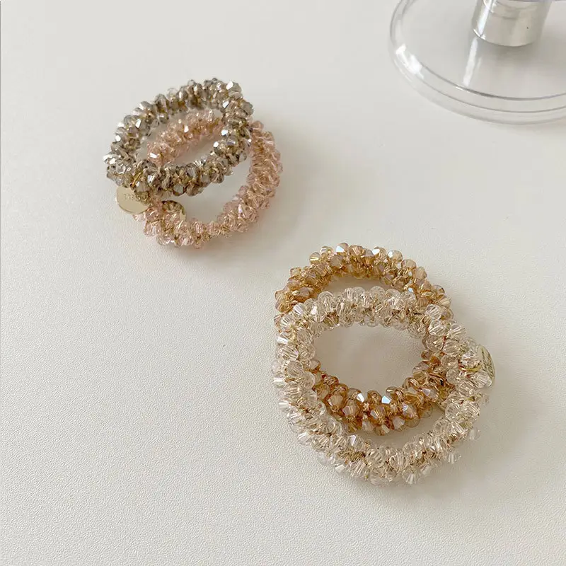 Korean Pearl Crystal Hair Ring High Elastic Elegant Mori Style - Image 9